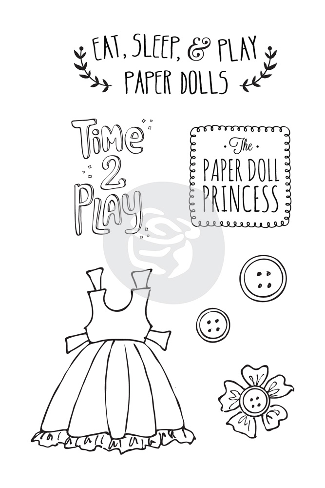 Prima Marketing Julie Nutting Bundle Release 1 Mixed Media Dress Up Doll Stamps (4 Stamps)