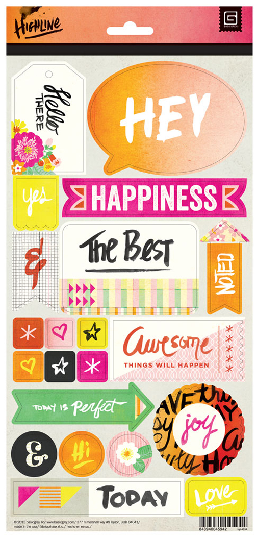 Highline - Title Stickers by Basic Grey for Scrapbooks, Cards, & Crafting